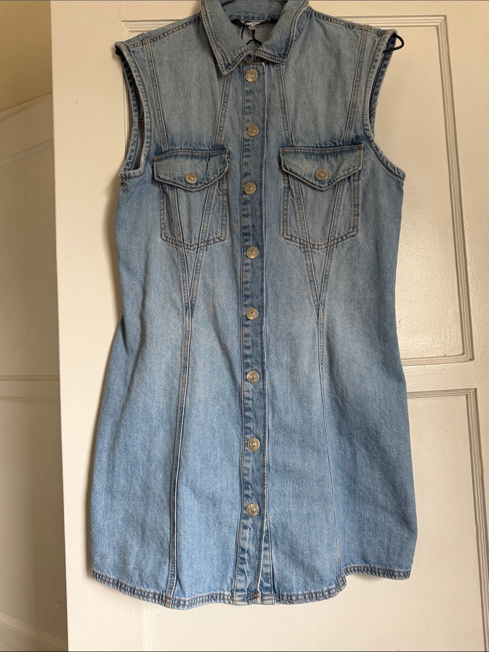 Zara Light Blue Denim Button-Up mini dress